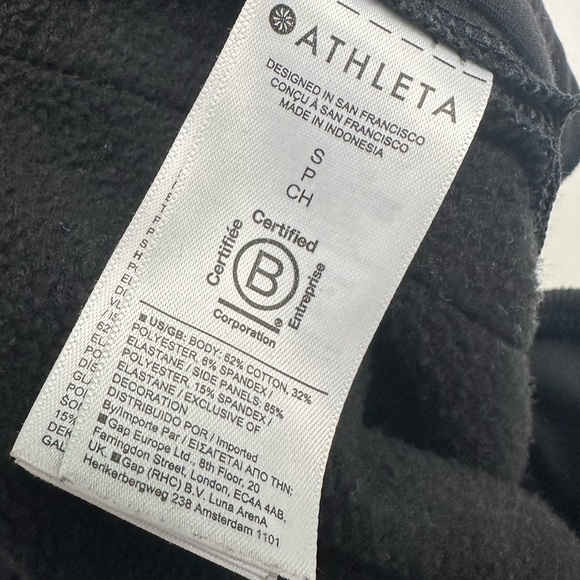 Athleta Pants Black Velvet Trim Wide Leg Snap Sides Athleisure Casual Size Small - Picture 7 of 8